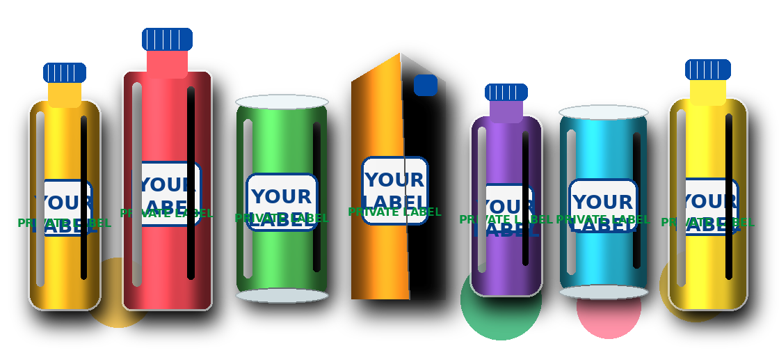 Private label bottles, cans, cartons, and glass containers with Your Label